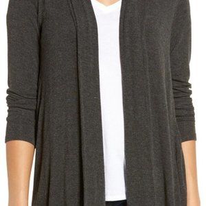 Bobeau Black Long Sleeve Knit Open Front Cardigan Size XL, Soft Silky Fabric